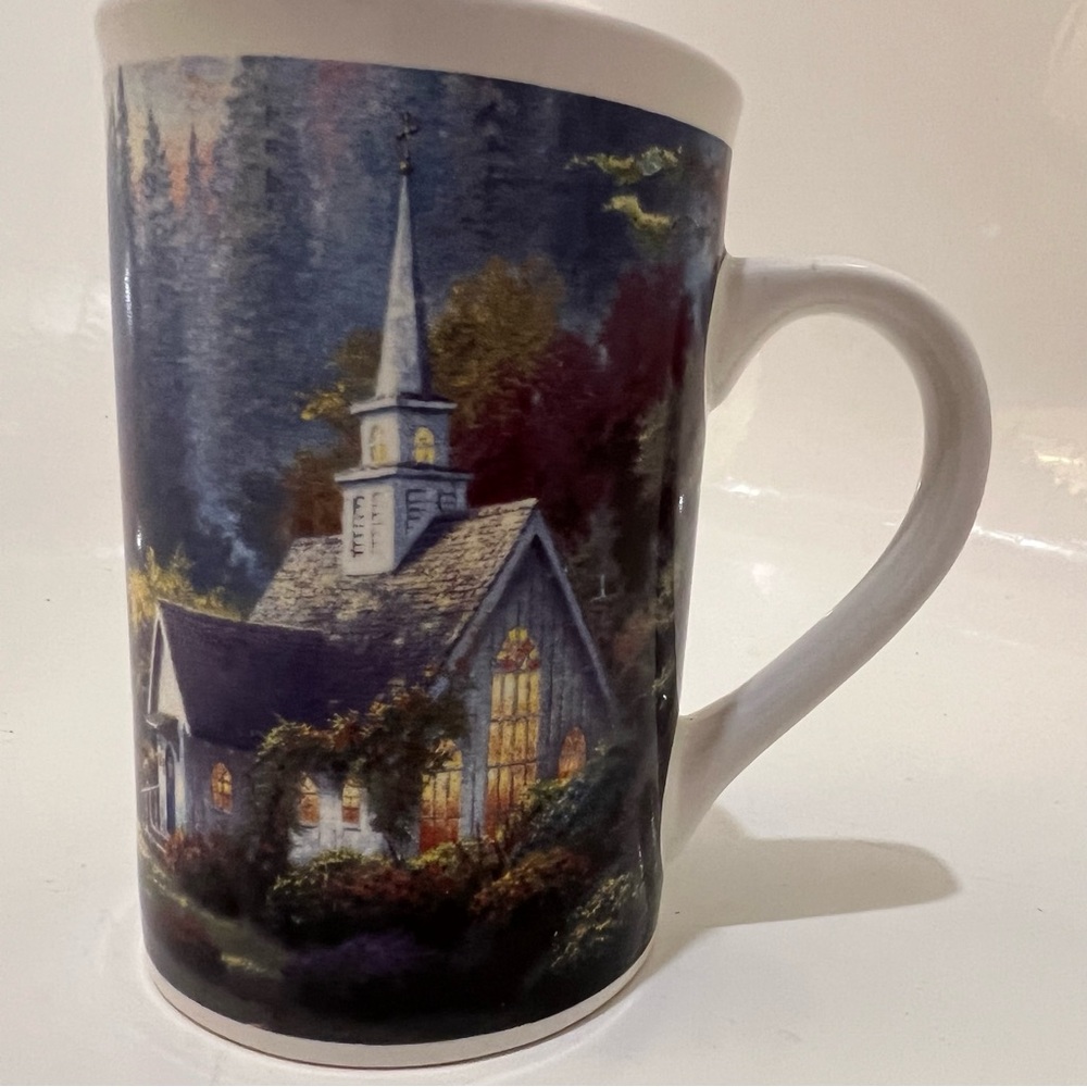 Thomas Kinkade Co. Forest Chapel / Church 8 oz. Ceramic Coffee‎ Cup Vintage 2005